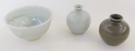 Ray Finch (1914-2012) for Winchcombe Pottery, a celadon glazed bowl, impressed R and Winchcombe