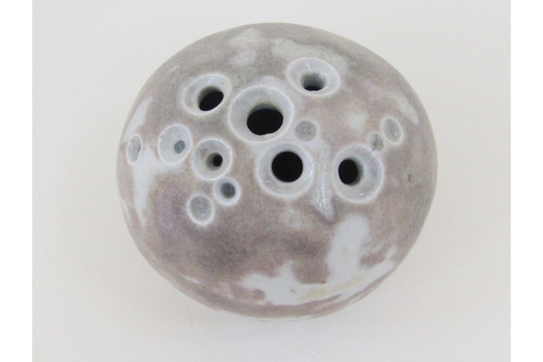 Alan Wallwork (1931-2019), a stoneware small pod shaped vessel, pierced with circular apertures, - Image 2 of 3