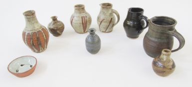 Collection of Mousehole Studio Pottery, impressed marks, comprising: two similar globular