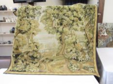 French Verdure Aubusson style tapestry, 19th century. - wooded landscape , two birds, a waterfall