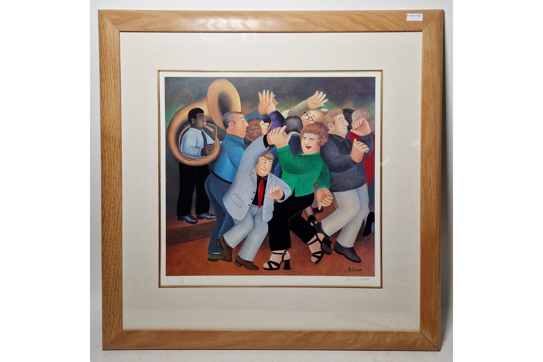 After Beryl Cook (1926-2008) Colour print "Jiving to Jazz", full colour limited edition print on - Image 2 of 4