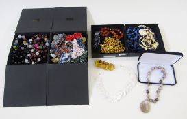 Assorted costume jewellery including shell necklaces, bracelets, lapis, multi stone necklaces,
