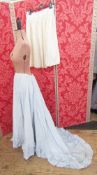 Victorian printed cotton skirt with a train and room for the bustle, frilled tiers to the skirt,