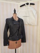 Emporio Armani, a printed leather biker style jacket, the fastening to the front hook and loop, with