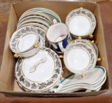Collection of Spode bone china dinnerware in the Kent pattern, including soup bowls, plates,