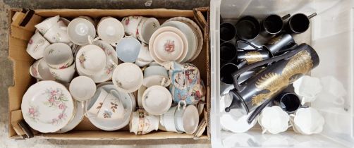 Collection of part tea and coffee services, including Shelley, Portmeirion Phoenix, Roslyn Sweet
