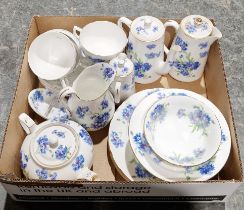 A Hammersley & Co. Cornflower pattern part tea service, including teapot, coffee pots and hot
