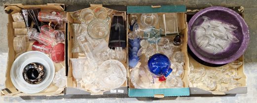 A collection of glassware including 15 Babycham glasses, a vase with gold aventurine inclusions, two