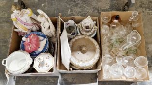 Mixed lot of ceramics and glassware, including Royal Copenhagen year plates, a Royal Doulton