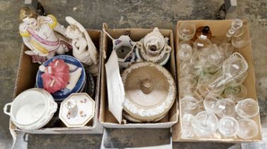 Mixed lot of ceramics and glassware, including Royal Copenhagen year plates, a Royal Doulton