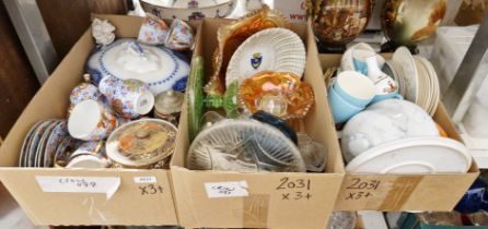 A mixed lot of ceramics and glass, including a Japanese part tea service, a satsuma style biscuit