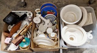 A mixed lot of ceramics and collectable items, including trinket pots, V & A coffee cans and