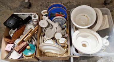 A mixed lot of ceramics and collectable items, including trinket pots, V & A coffee cans and