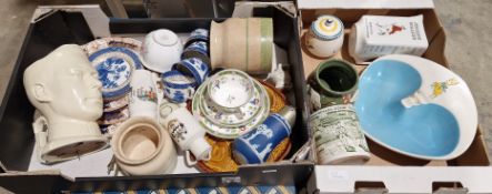 A collection of ceramics, including a Wedgwood Jasperware sugar shaker, Poole pottery Delphis