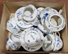 A French blue and white pattern part tea service marked Décor à la Main à Chantilly, including