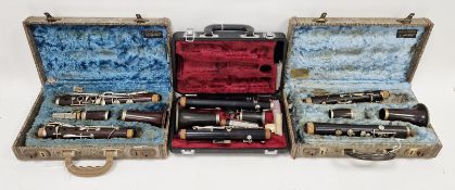 French Laube rosewood clarinet dated 1900 in a later fitted case, French Buffet rosewood clarinet (