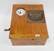 Early to mid 20th-century Gledhill-Brook time recorder clocking-in machine, mahogany case, clock