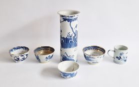 Various items of Chinese blue and white porcelain, including: a flared teabowl painted with