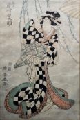 Japanese coloured woodblock print on paper, possibly after Kikukawa Eizan (1787-1867) Edo period