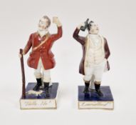 Pair of English porcelain figural flasks of Tally-Ho! and Landlord!, early 19th century, each