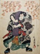 Utagawa Kunisada (Toyokuni III) (Japanese, 1786-1864/5) Woodblock print Print from the tryptich 