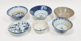 Group of Chinese blue and white porcelain including a Tek Sing-type plate, 18th/19th century,