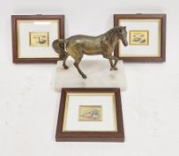 LOT WITHDRAWN Early 20th-century cast-metal model of a stallion horse, on an alabaster base, 14cm
