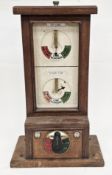 Early 20th-century railway dual indicator up/down box, the two dials marked ' Up line ' and ' Down