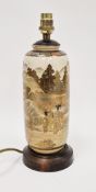 Japanese Meiji period Satsuma vase converted to a table lamp, of cylindrical form, enamelled and