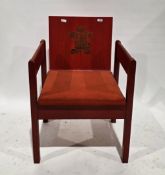 Prince of Wales Investiture chair, designed by Lord Snowden in 1969, stained red beech, the back