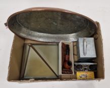 Brass-framed terrarium or storm lantern, of pyramid form with opaque panel sides, 28cm high together