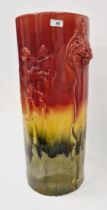 Bretby pottery cylindrical relief moulded stickstand, circa 1900, impressed factory marks, moulded