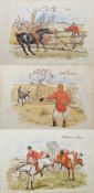 Charles Edmund Brock (1870-1938) Watercolour Three humorous hunting scenes, 