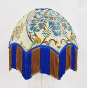 Amaranthine velvet Oria Jadeite lampshade, of octagonal curved form, decorated with stylised flowers