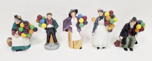 Five Royal Doulton Balloon seller figures, 20th century, printed green factory marks, comprising: