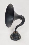 Early 20th-century French ' Telephones Le Las ' radio horn speaker, black metal with brass mounts,