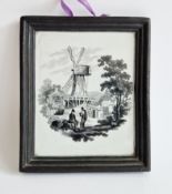 Staffordshire pearlware transfer-printed rectangular plaque within integral frame, early 19th