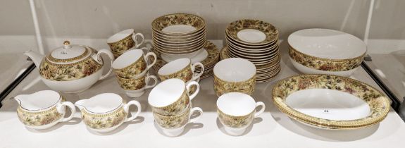 Wedgwood bone china floral Tapestry pattern tea and breakfast service, comprising a teapot and