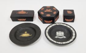 Group of Wedgwood rosso antico Egyptian desk accessories, 20th century, impressed factory marks,