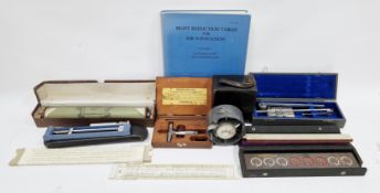 Early 20th-century The Lufkin Rule Co micrometer depth gauge, together with other scientific