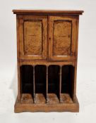 Victorian burr walnut music cabinet, the top and doors with foliate scroll and urn inlay, the two