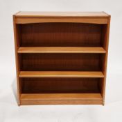 Mid-century teak open low bookcase, with two adjustable shelves, 94cm high x 90cm wide x 28cm deep