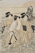 Kitagawa Utamaro  Coloured woodblock on paper Edo period, Fashionable Futamigaura, Kikukawa Eizan,