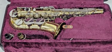 Corton Quality Instruments alto saxophone, brass 68cm long, in fitted hard case