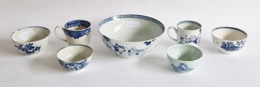 Various items of Liverpool blue and white porcelain, circa 1770, comprising: a Philip Christian's