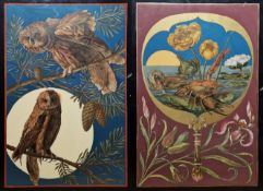After Anton Johann Nepomuk Seder (1850-1916) Chromolithograph, gouache and watercolour Owls in