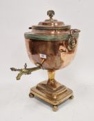Early 19th-century copper and brass samovar, of neo-classical urn form, with ornate cast finial