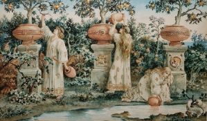 Ricciardo Meacci (1856-1938) Watercolour and gouache, highlighted with gilt 'The Garden of