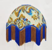 Amaranthine velvet Oria Jadeite lampshade, of octagonal curved form, decorated with stylised flowers