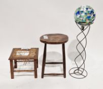 Late 19th / early 20th-century elm and beech stool, with oval seat and turned supports, 50cm high
